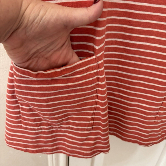 2X LOGO Cute Mauve Striped Babydoll Flared Cotton Top W Pockets - Picture 6 of 8